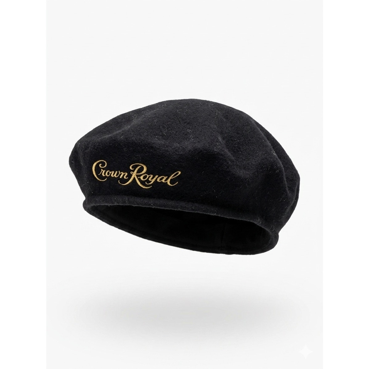 Vintage Crown Royal  Black Wool Beret  Newsboy Cap  Promotional Merchandise
